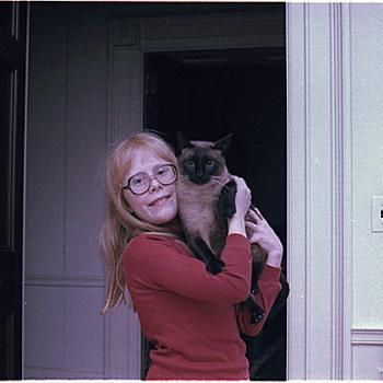 Amy Carter with her cat, Misty Malarky Ying Yang
