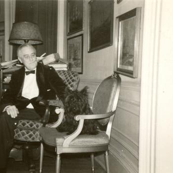 President Franklin D. Roosevelt and Fala in the White House Study, Washington, DC