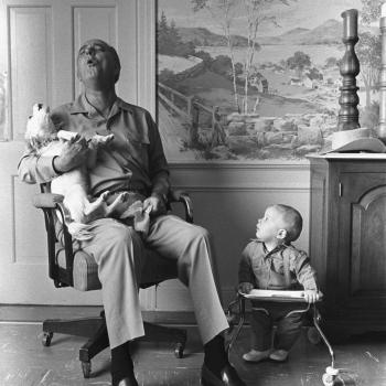President Lyndon B. Johnson Singing with his dog, Yuki