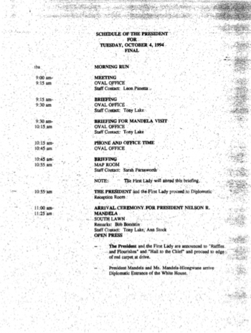 President Clinton's schedule 
