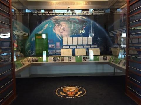display of globe illustrating protecting the earth