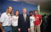 President Clinton poses for a photo with the members of the rock band Hootie & the Blowfish