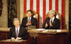 State of the Union 1995 President Clinton gives his State of the Union in the House Chamber at the United States Capitol, Washington D.C. Vice President Al Gore and Speaker of the House Newt Gingrich are seated behind the President