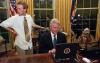 Video for White House Correspondents Dinner President Clinton works on a laptop computer while "Stuart" the red headed fictional IT guy looks away during a skit being video recorded for the White House Correspondent's Dinner.