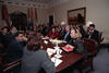 Health Care Meeting Meeting Participants sit around a wooden table. A meeting on health care reform in the Roosevelt Room of the White House