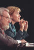 Health Care Forum First Lady Hillary Rodham Clinton participating in a health care forum with Dr. C. Everett Koop at Georgia Baptist Medical Center in Atlanta (The forum is broadcasted via satellite to remote sites in Albany, Augusta, Columbus, Macon and Savannah. All cities in Georgia)