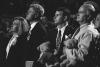 Memorial Service Two men hold teddy bears next to President Clinton and First Lady Hillary Rodham Clinton at the memorial service for victims of the the bombing of the Murrah Federal Building in Oklahoma City