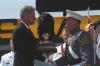 West Point Commencement West Point cadet class president, Casey Thomas, presents President Clinton with a military hat and plaque during the United States Military Academy's Commencement ceremony at West Point, New York