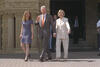Stanford University Memorial Church President Clinton, Hillary Rodham Clinton, and Chelsea Clinton depart church services at Stanford University Memorial Church. President Clinton waves at the press with his right hand and holds Hillary Rodham Clinton's hand with his left hand.