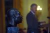 Radio Address Taping President Clinton delivers remarks in the East Room prior to his Radio Address. A bust of Martin Luther King, Jr. is on stage near the President