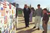 Oklahoma City Memorial President Clinton looks at children's art work displayed at the Oklahoma City National Memorial
