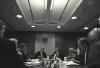 Photograph of President William Jefferson Clinton in the Situation Room at the White House Black and white photograph of President William Jefferson Clinton in the Situation Room at the White House. Also in attendance are Secretary of State Madeleine Korbel Albright, National Security Advisor Samuel "Sandy" Berger, Secretary of Defense William Sebastian Cohen, and White House Chief of Staff John David Podesta