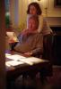 Home Office Chelsea Clinton wraps her arms around her Father President Clinton while he is seated at his home office desk in Chappaqua