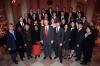 President Clinton joins Martin Baily and the staff of the Council of Economic Advisers for a group photo in the Grand Foyer of the White House