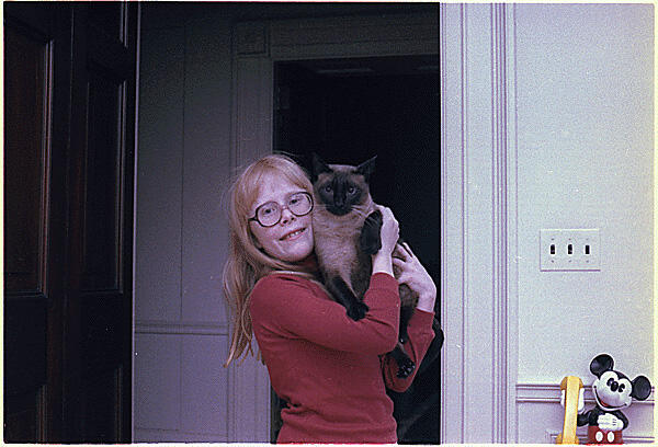 Amy Carter with her cat, Misty Malarky Ying Yang