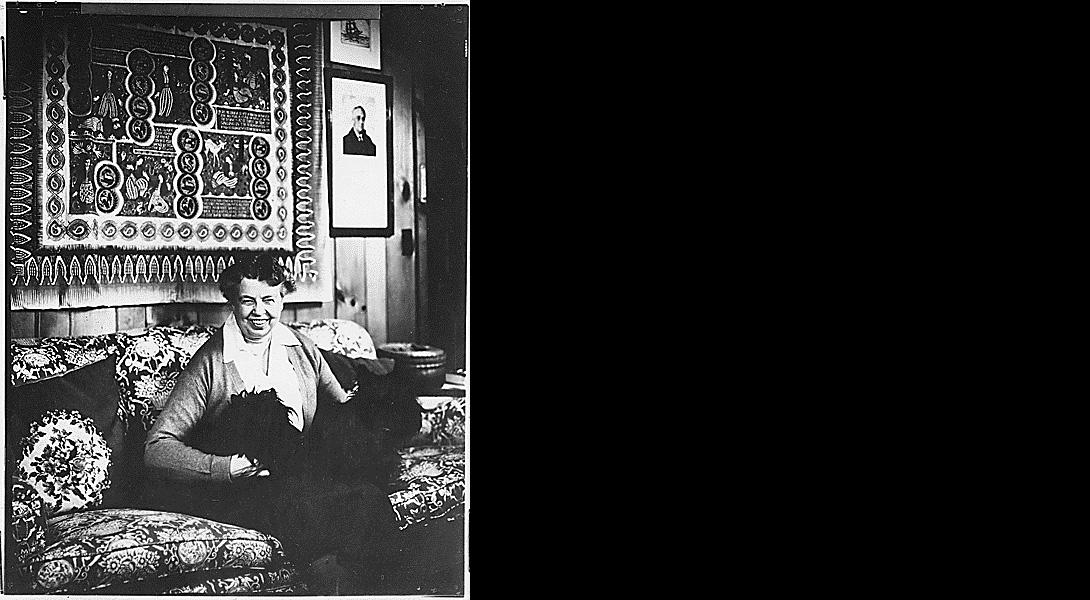 Eleanor Roosevelt and Fala at Val,Kill in Hyde Park