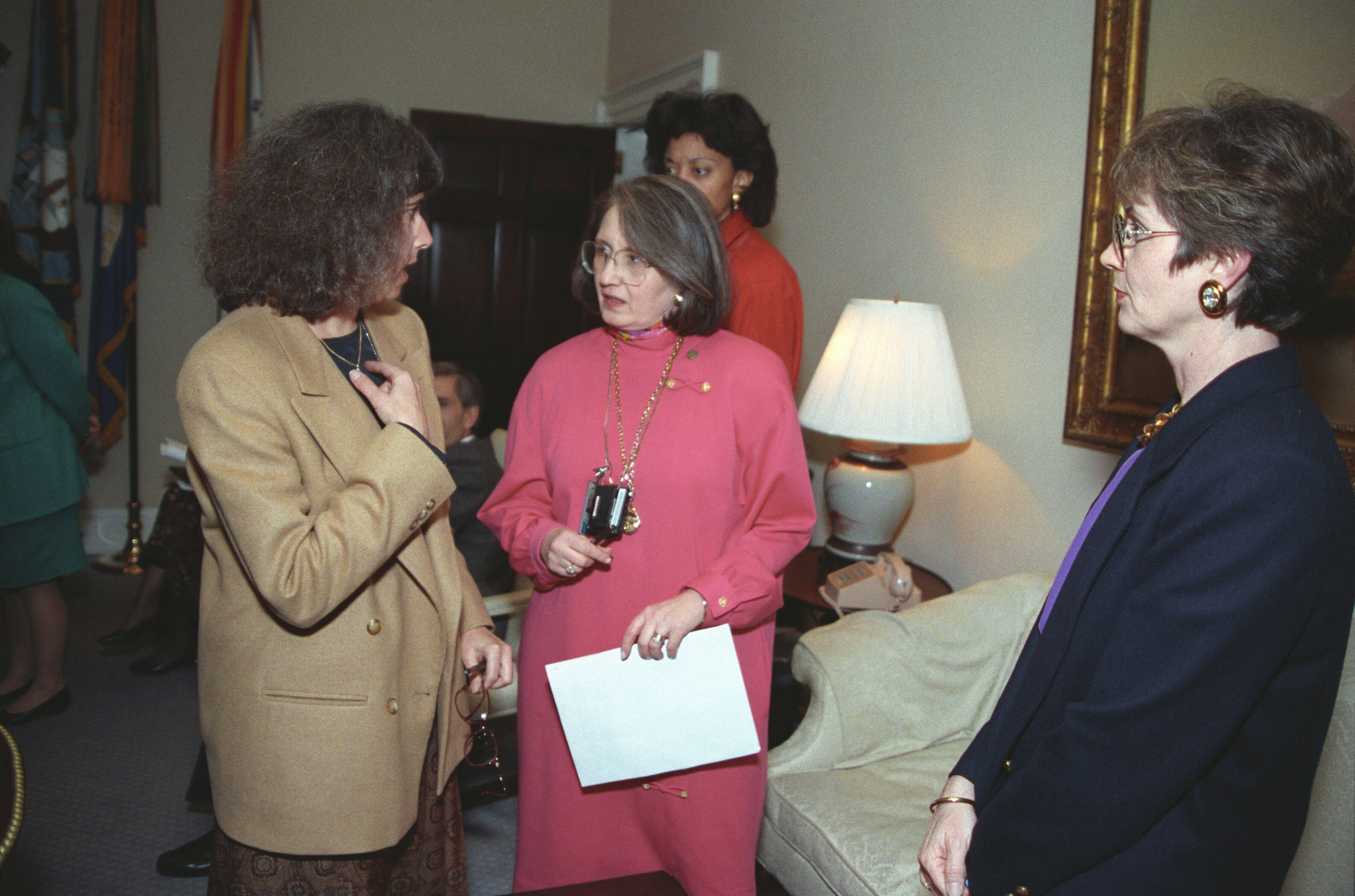 Staff preparing for a meeting on health care in the Roosevelt Room of the White House