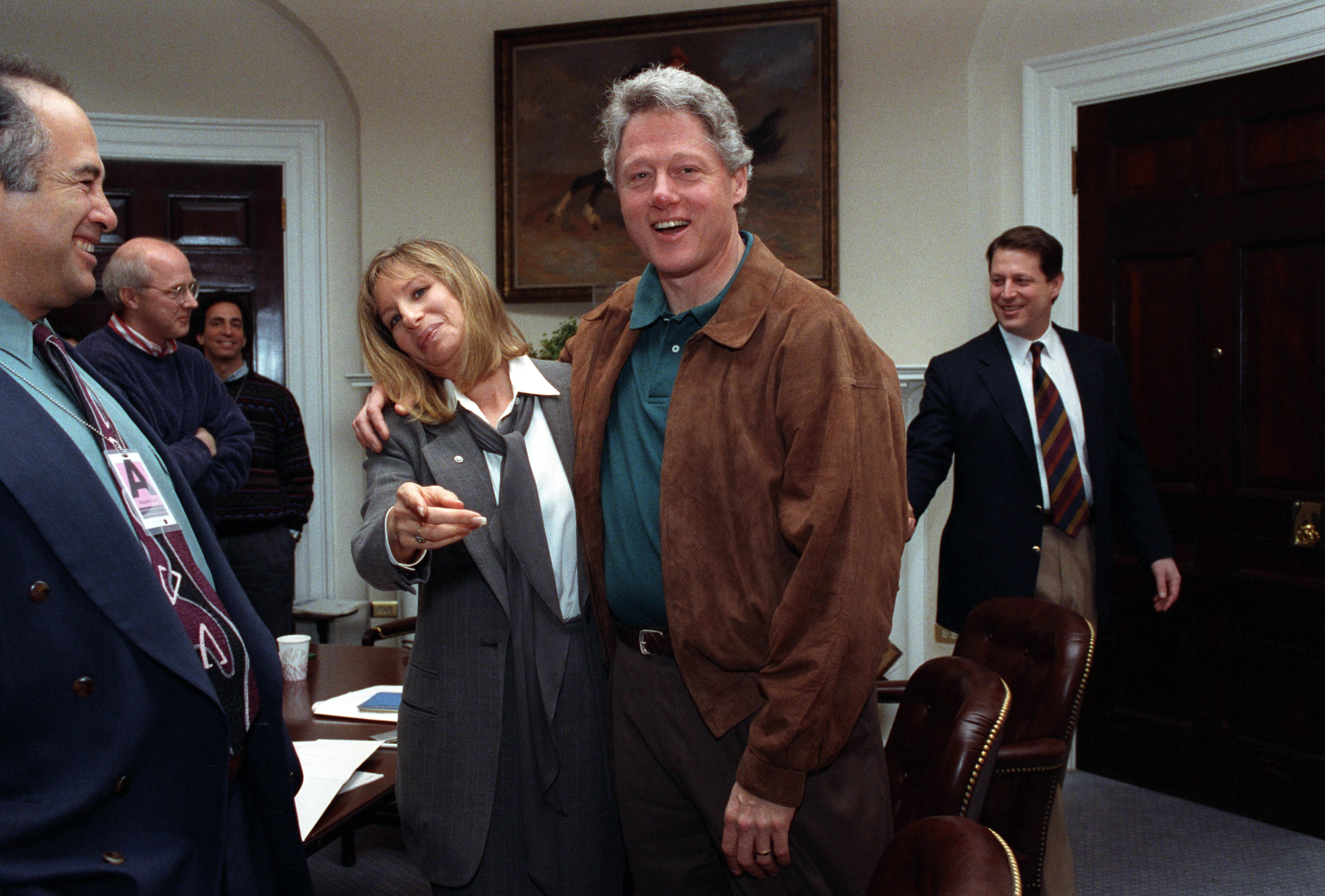 President Clinton at the White House greeting legendary musician and friend, Barbra Streisand