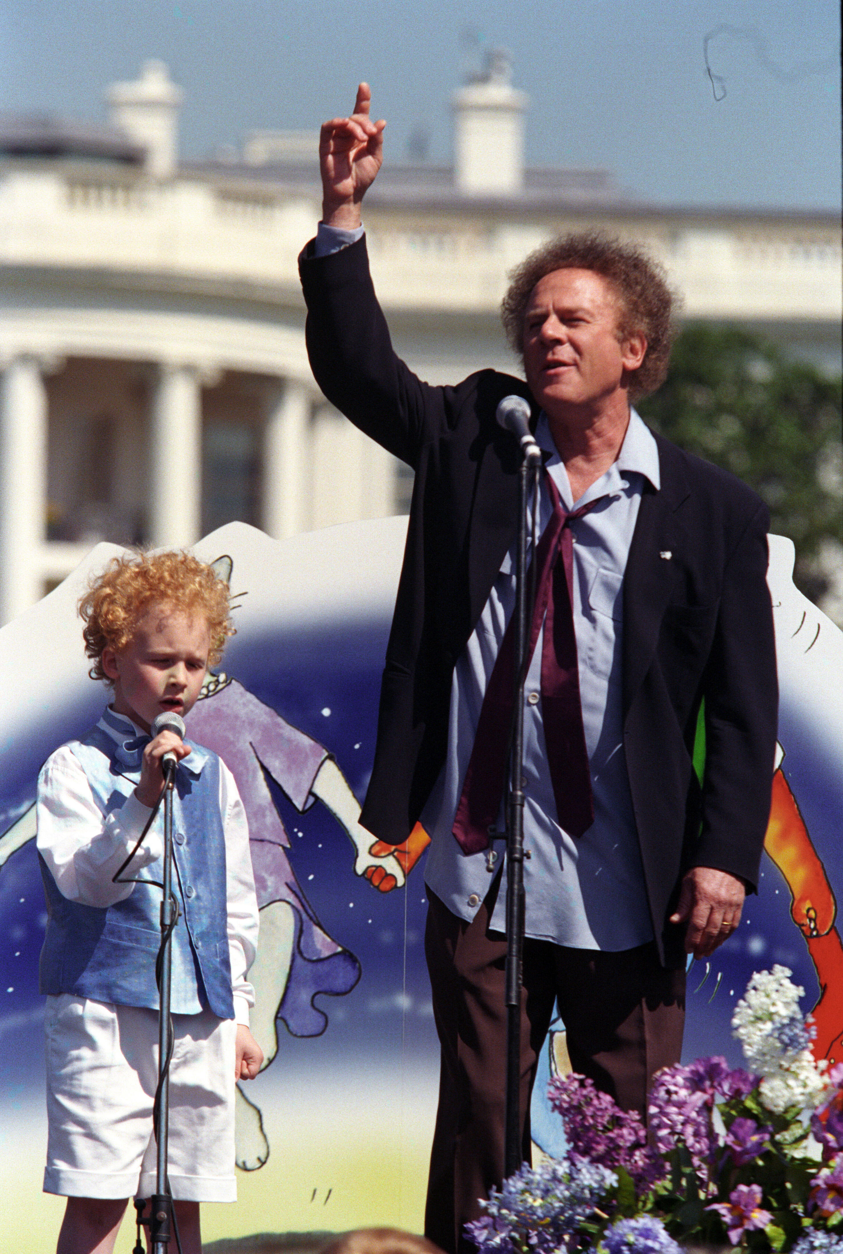 Art Garfunkel and his son James perform on the South Lawn for the annual Easter Egg Roll
