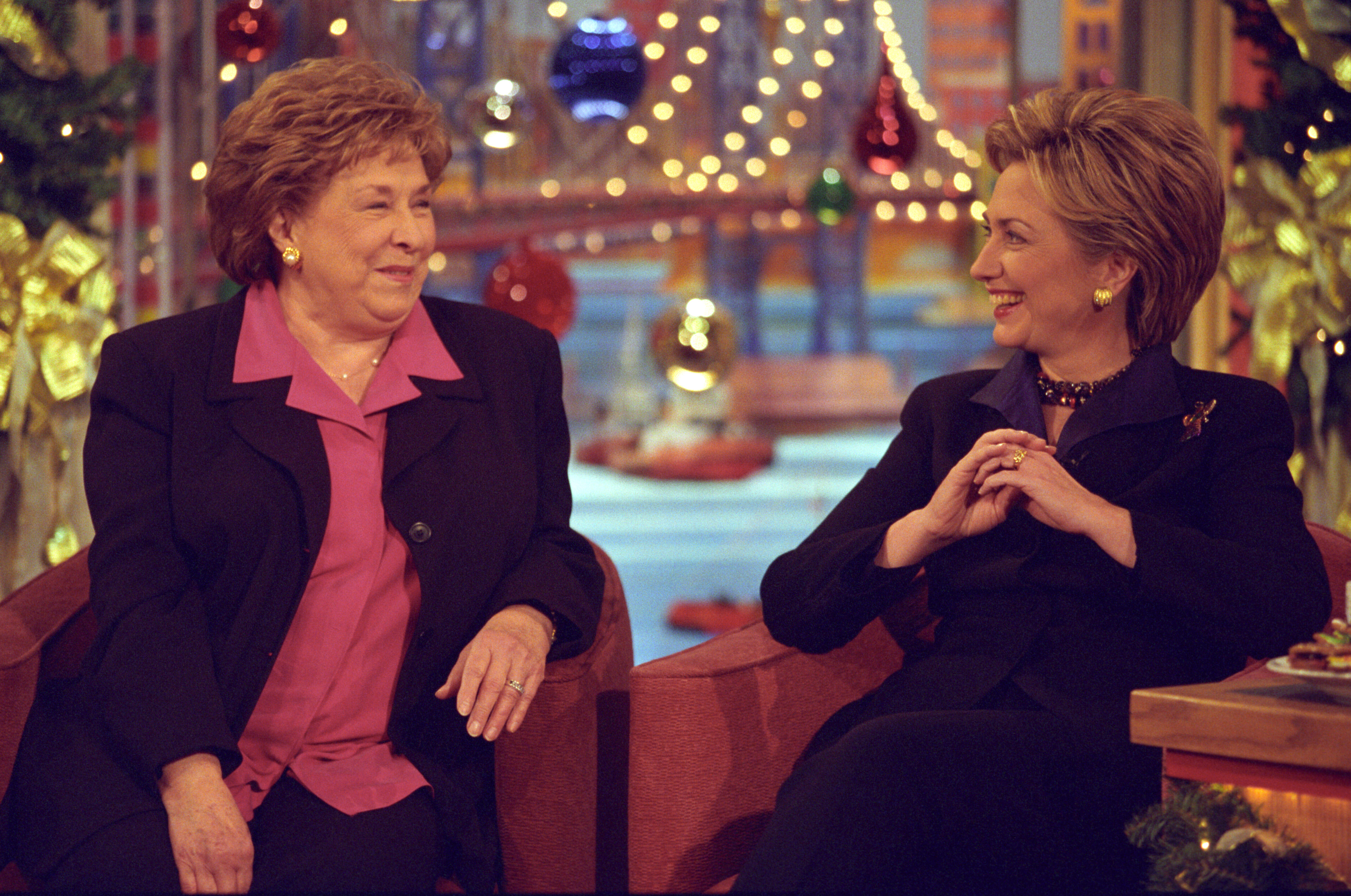 Hillary Rodham Clinton and her mother, Dorothy Rodham, appear on the Rosie O'Donnell Show in New York, New York